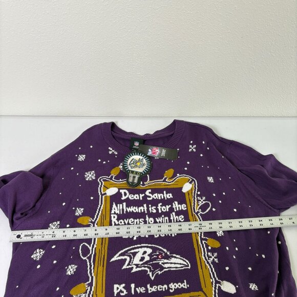 Baltimore Ravens NFL Team Apparel Ugly Christmas Sweater Size 2XL Light Up NWT - Picture 8 of 9